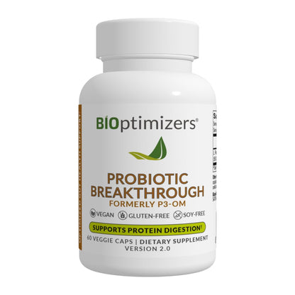 BIOptimizers Probiotic Breakthrough – Lactobacillus Plantarum OM Probiotics & Prebiotics for Gut, Digestive & Immune Support | 60 Vegan Capsules