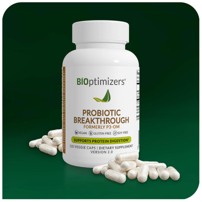 BIOptimizers Probiotic Breakthrough – Lactobacillus Plantarum OM Probiotics & Prebiotics for Gut Health, Digestion & Immunity – 120 Vegan Capsules