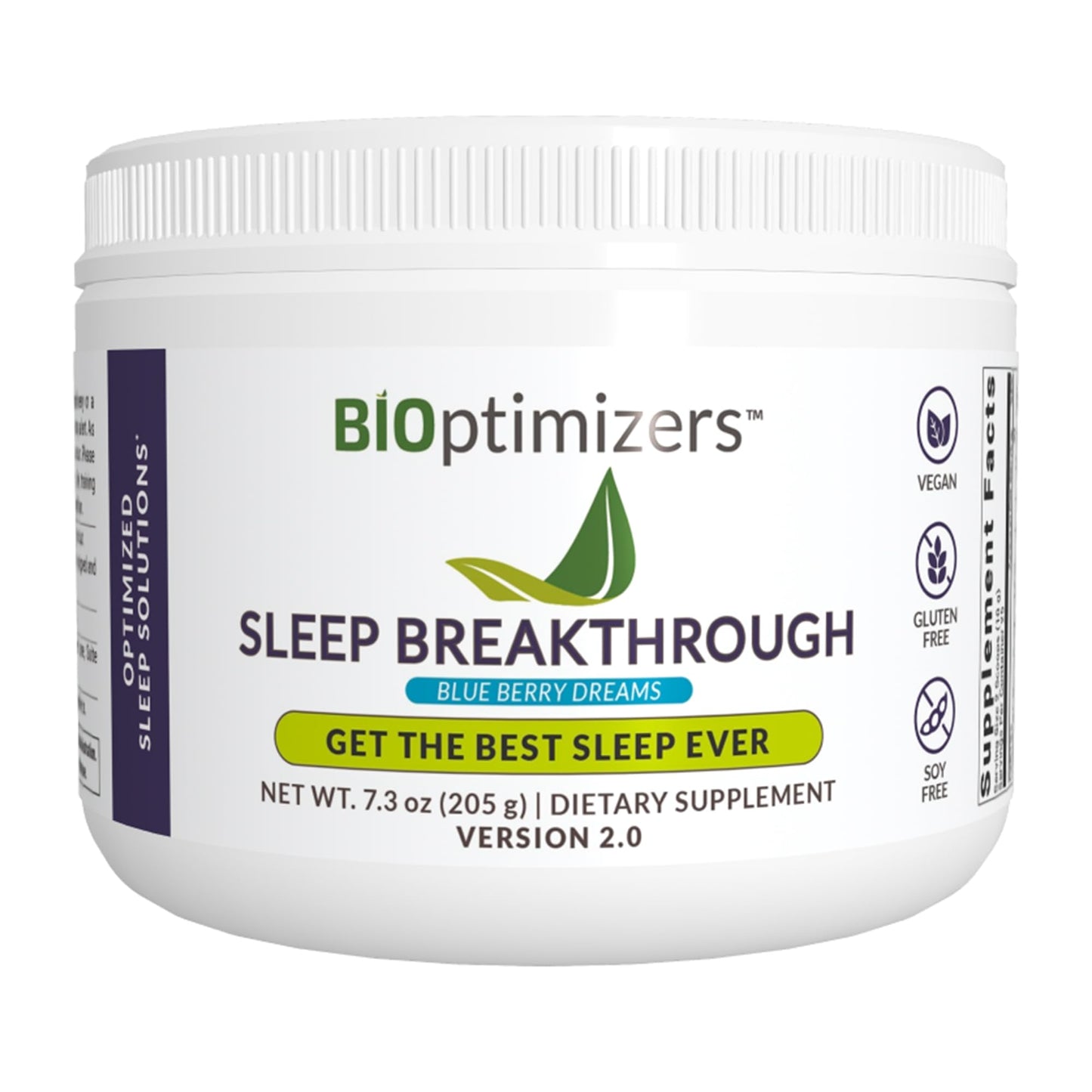 BIOptimizers Sleep Breakthrough 2.0 – Melatonin-Free Sleep Support Powder (Blue Berry Dreams)