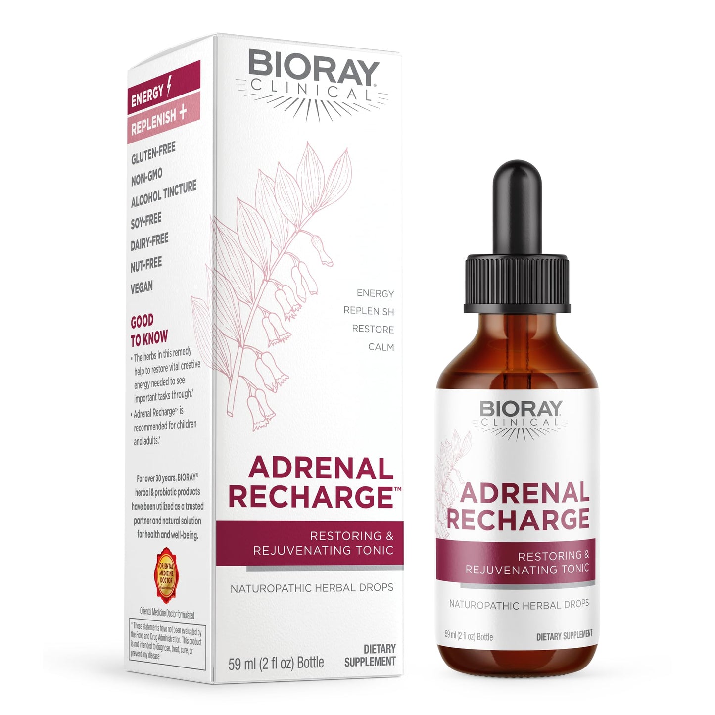 BIORAY Clinical Adrenal Recharge - 2 fl oz - Restoring & Rejuvenating Alcohol Tincture