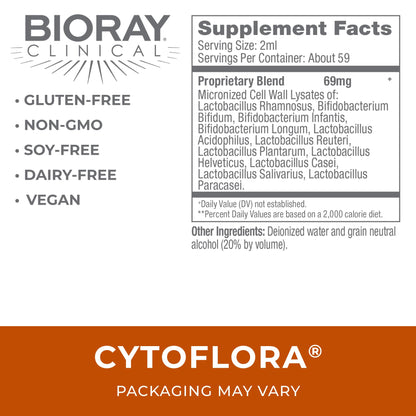 BIORAY CytoFlora Probiotic Immunity Tonic - 4 oz | Non-GMO, Vegetarian, Gluten Free