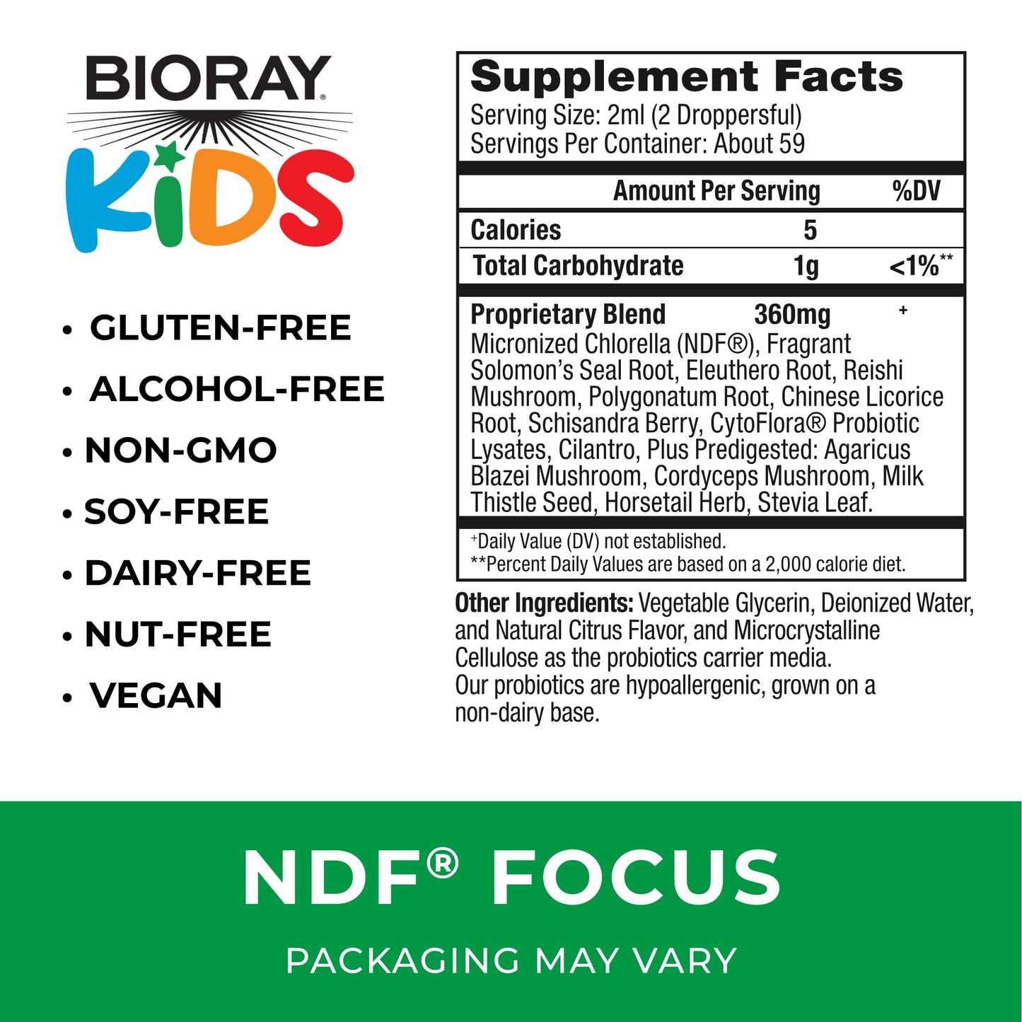 BIORAY Kids NDF Focus Citrus – 4 fl oz | Focus & Steady Energy