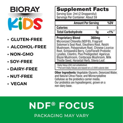 BIORAY Kids NDF Focus Citrus – 4 fl oz | Focus & Steady Energy
