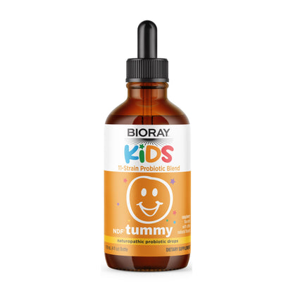 BIORAY Kids NDF Tummy Raspberry – 11-Strain Probiotic, 4 fl oz, Immune Support in GI Tract, Non-GMO, Vegan, Gluten Free
