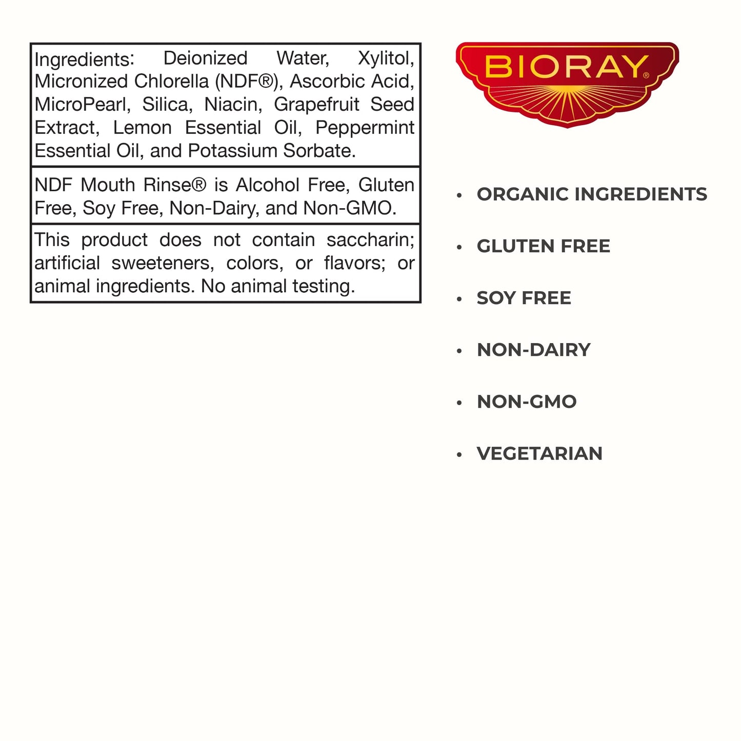 BIORAY Professional NDF Mouth Rinse – Alcohol-Free, Amalgam Safe, Non-GMO