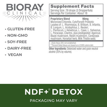 BIORAY Clinical NDF Plus 1 fl oz – Naturally Removes Toxins (Non-GMO, Vegetarian, Gluten Free)