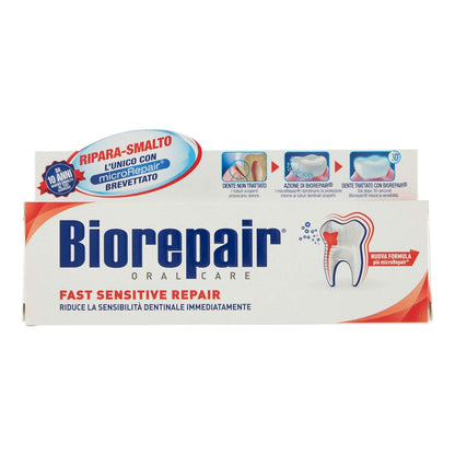 Biorepair Fast Sensitive Repair Toothpaste with microRepair – New Formula – 75ml (Italian Import)