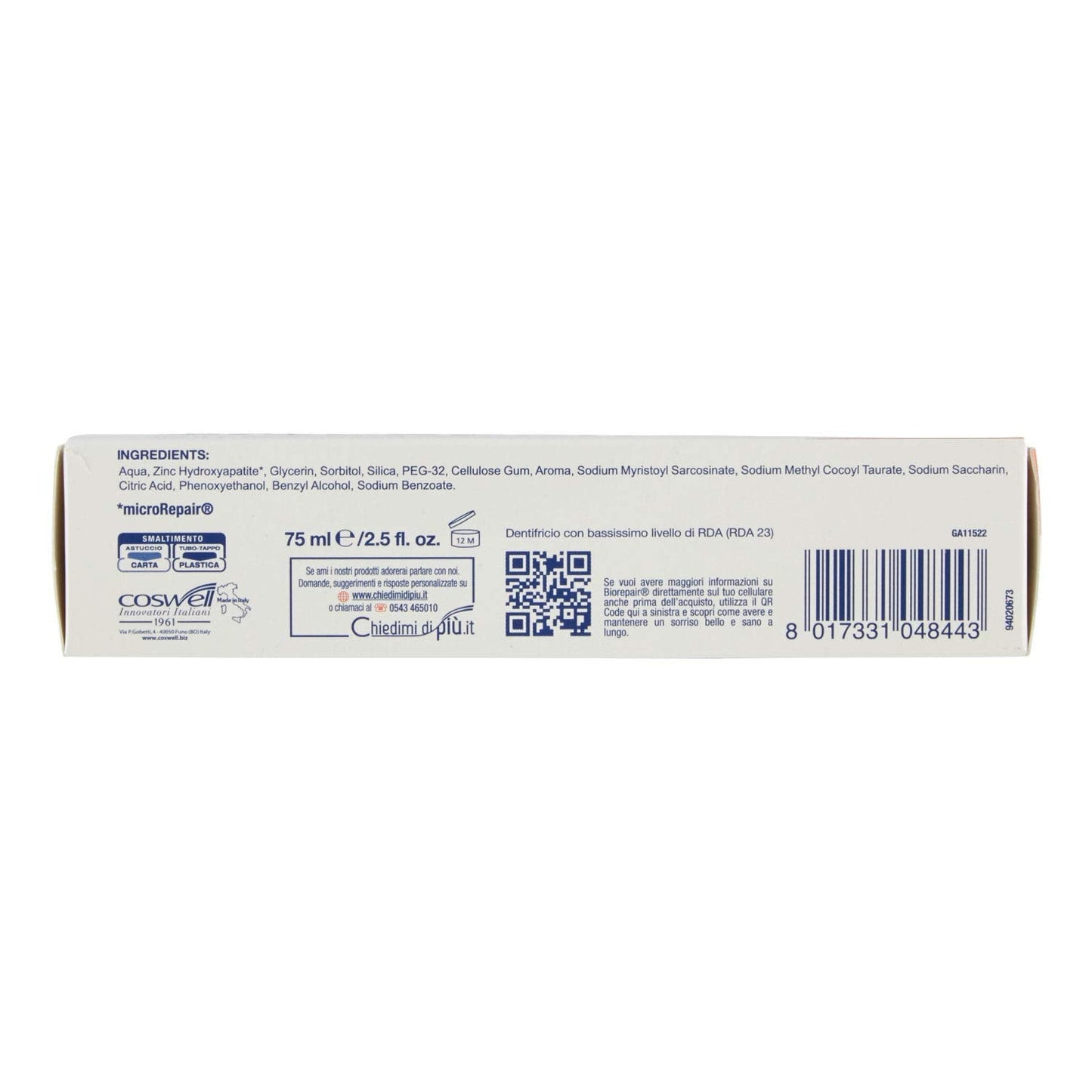 Biorepair Fast Sensitive Repair Toothpaste with microRepair – New Formula – 75ml (Italian Import)