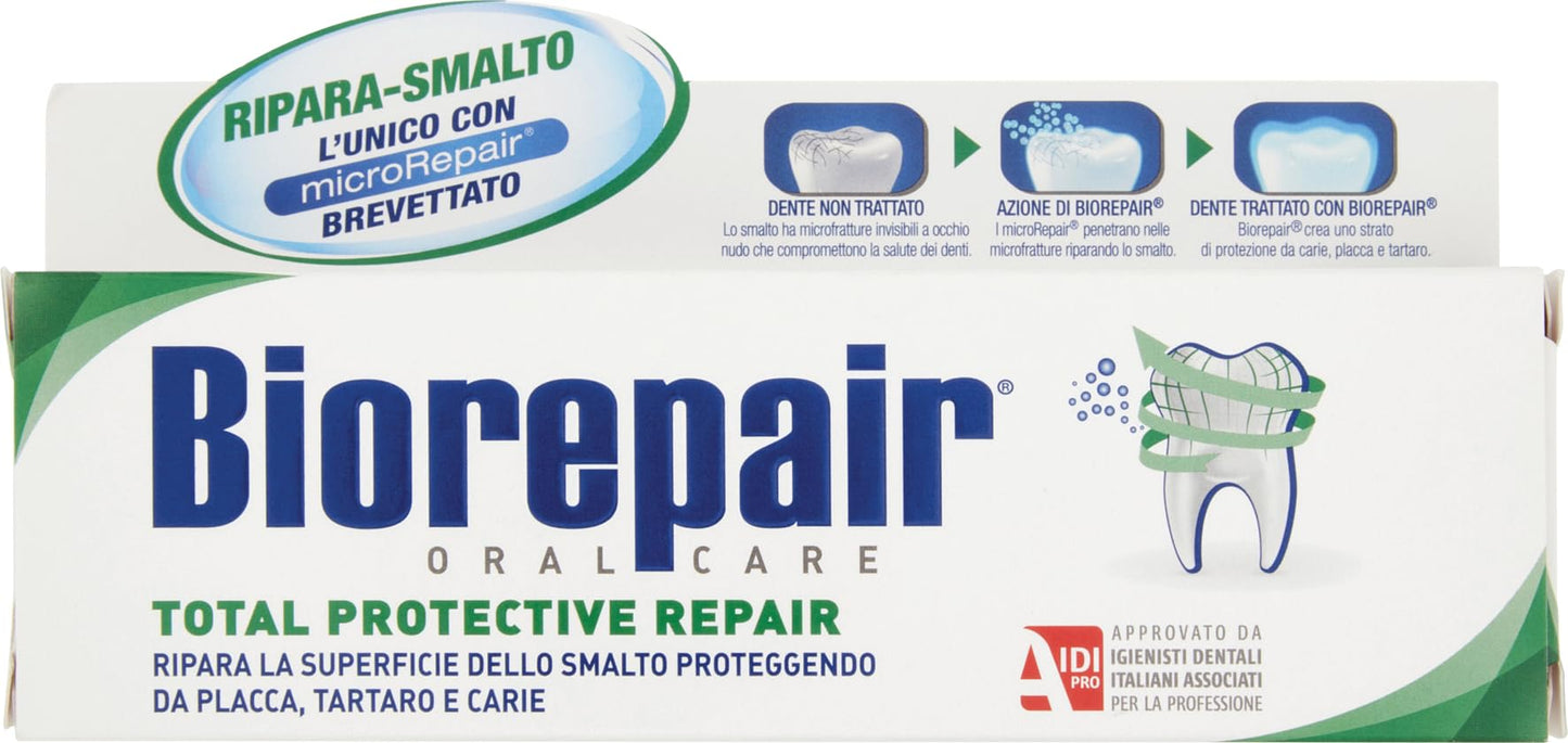 Biorepair Total Protective Repair Toothpaste with microRepair – New Formula, 75ml (2.5 fl oz), Italian Import