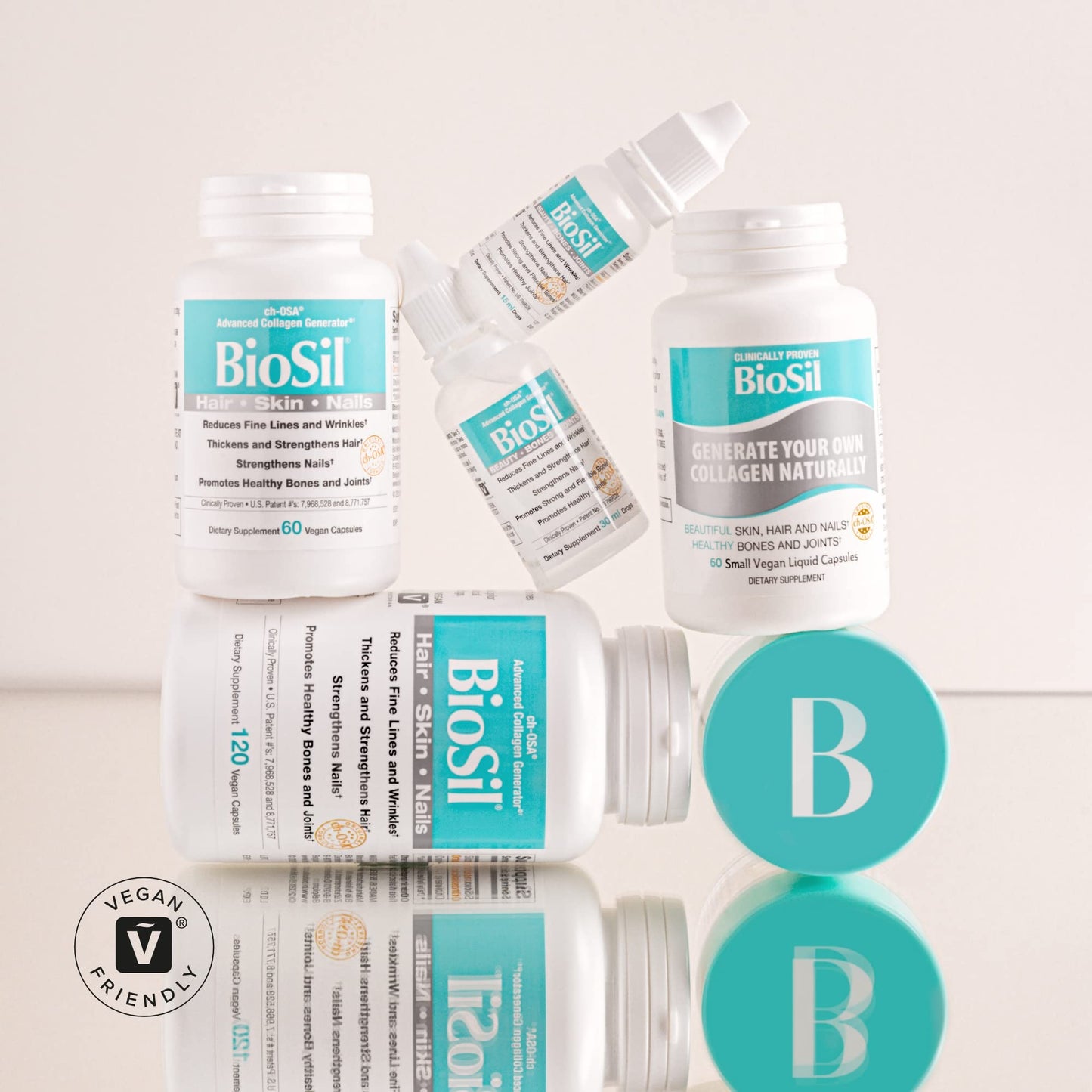 Biosil 120 Vegan Capsules – Pack of 2 with ch-OSA | Collagen Support for Hair, Skin & Nails | GMO Free