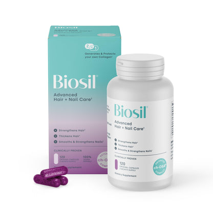 Biosil Advanced Hair + Nail Care – Growth Vitamins for Women | 120 Capsules | ch-OSA