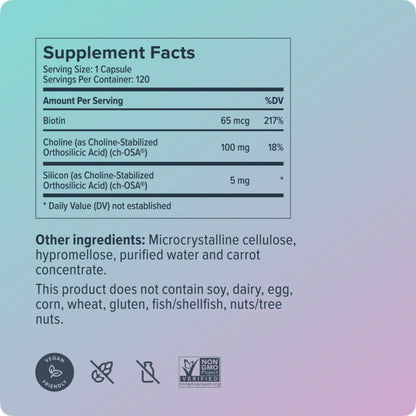 Biosil Advanced Hair + Nail Care – Growth Vitamins for Women | 120 Capsules | ch-OSA