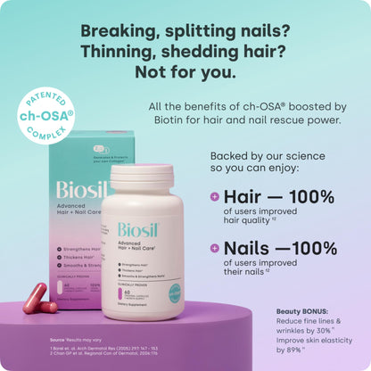 Biosil Advanced Hair + Nail Care – Growth Vitamins for Women | 120 Capsules | ch-OSA