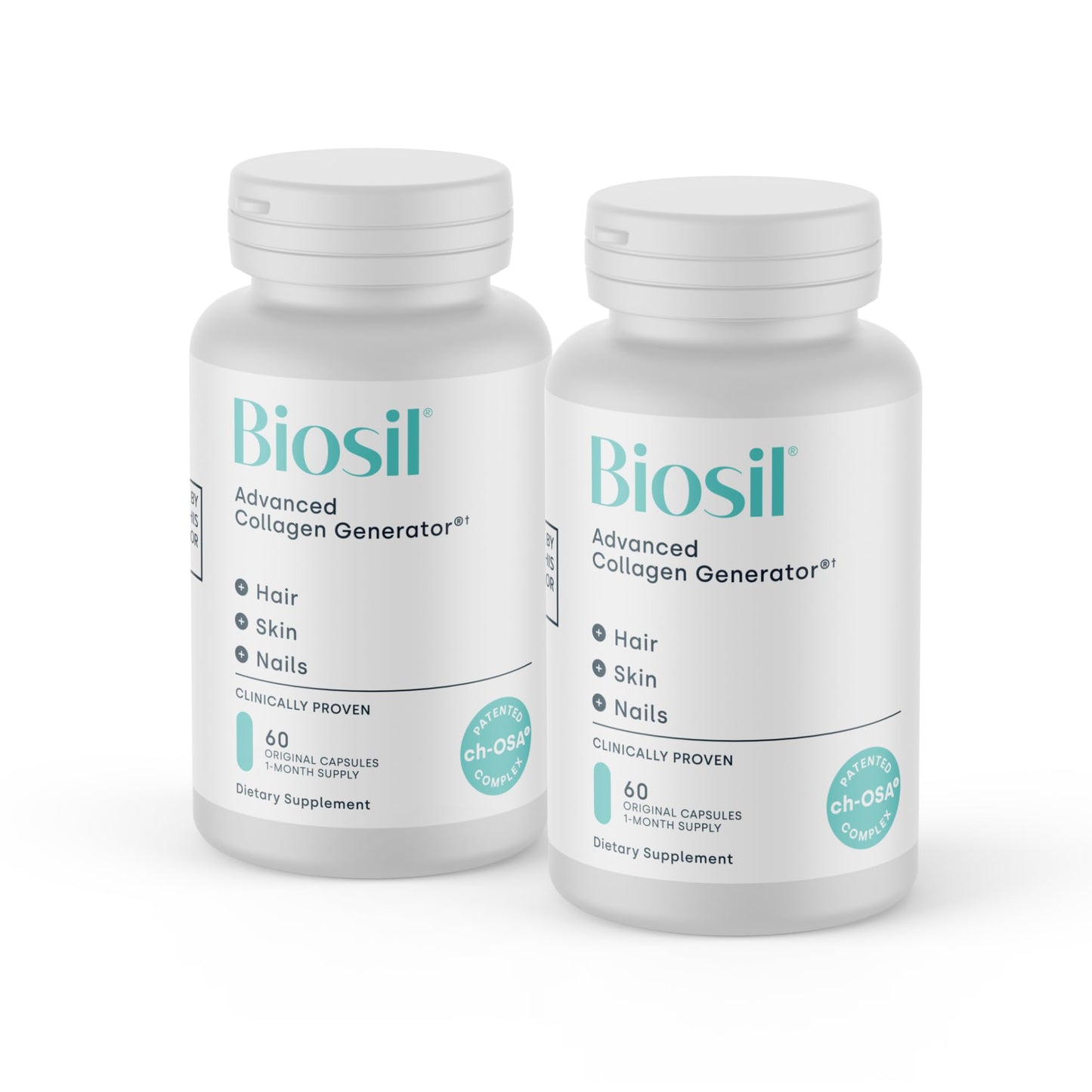 Biosil Collagen Booster Supplement – 2-Pack, 60 Capsules Each – Patented ch-OSA Activator for Skin, Hair & Nails