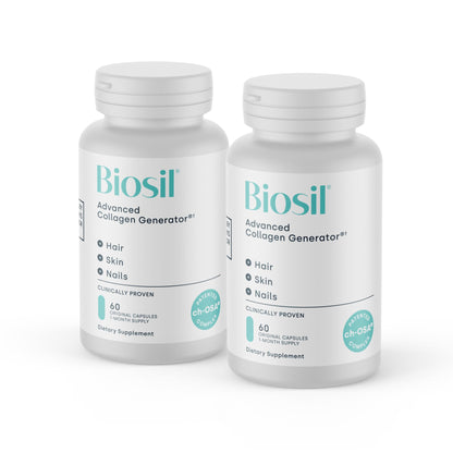 Biosil Collagen Booster Supplement – 2-Pack, 60 Capsules Each – Patented ch-OSA Activator for Skin, Hair & Nails