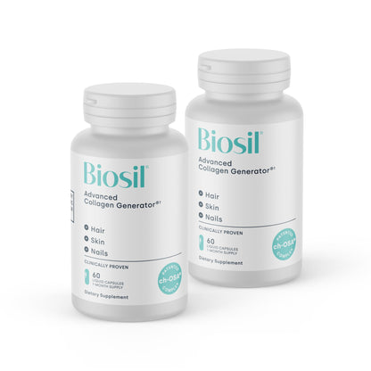 Biosil Collagen Booster Supplement - 60 Liquid Capsules, Pack of 2 - Patented ch-OSA Activator for Skin, Hair, Nails & Joints - Supports Natural Production - 60-Day Supply