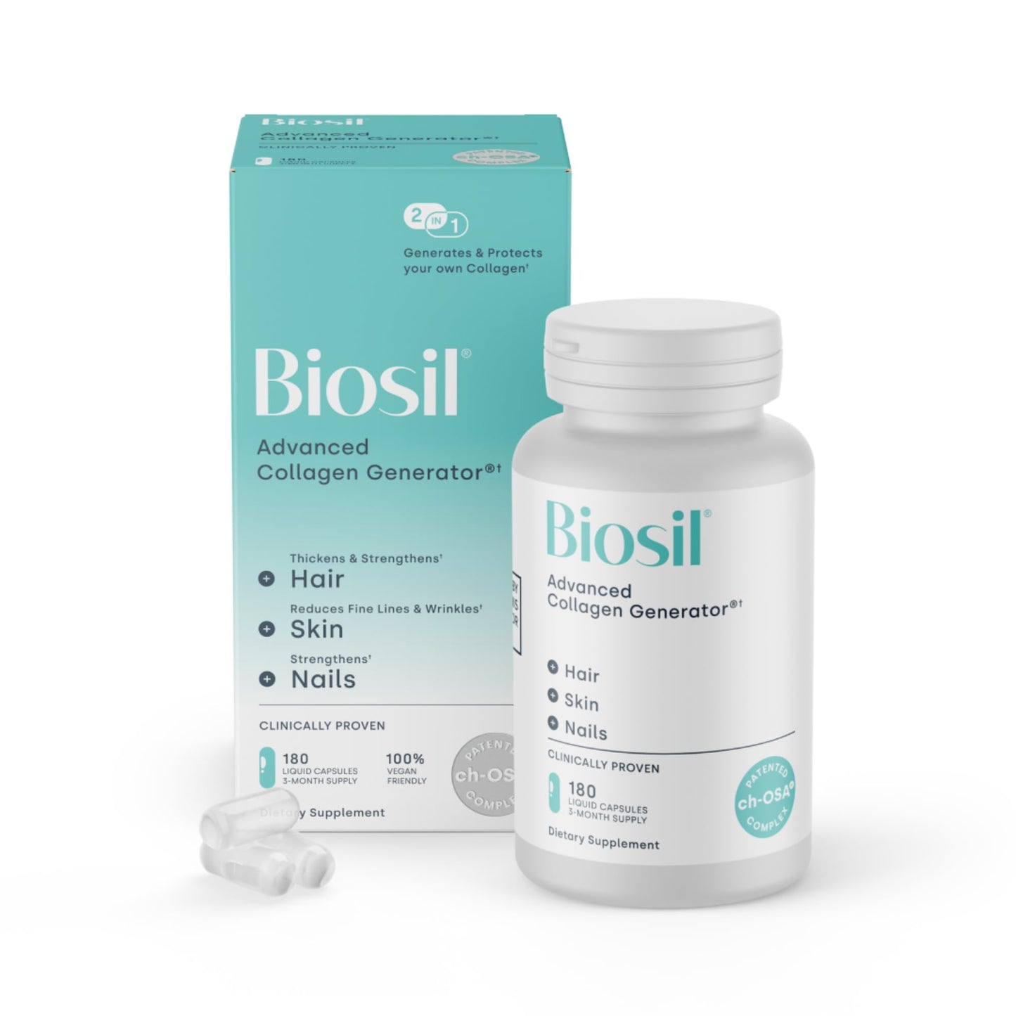 Biosil Collagen Booster Supplement – 180 Vegan Capsules with Patented ch-OSA
