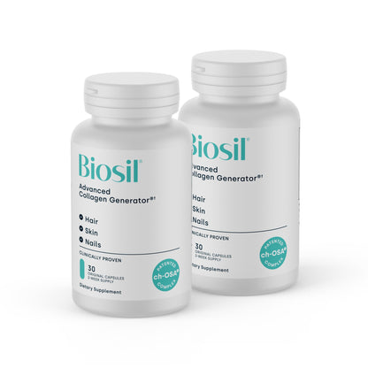 Biosil Collagen Booster Supplement – 2x 30-Count Capsules | Patented ch-OSA Activator for Skin, Hair & Nails