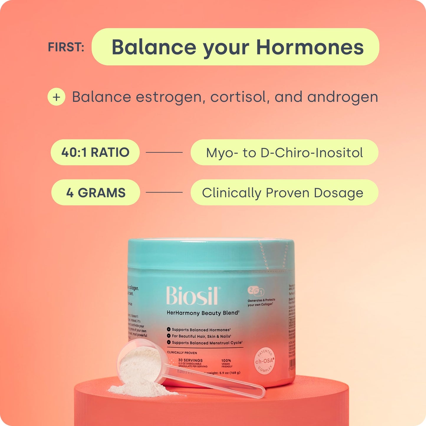 Biosil HerHarmony Beauty Blend – Hormone Balance, Menstrual Support & Skin Health (5.9 oz)