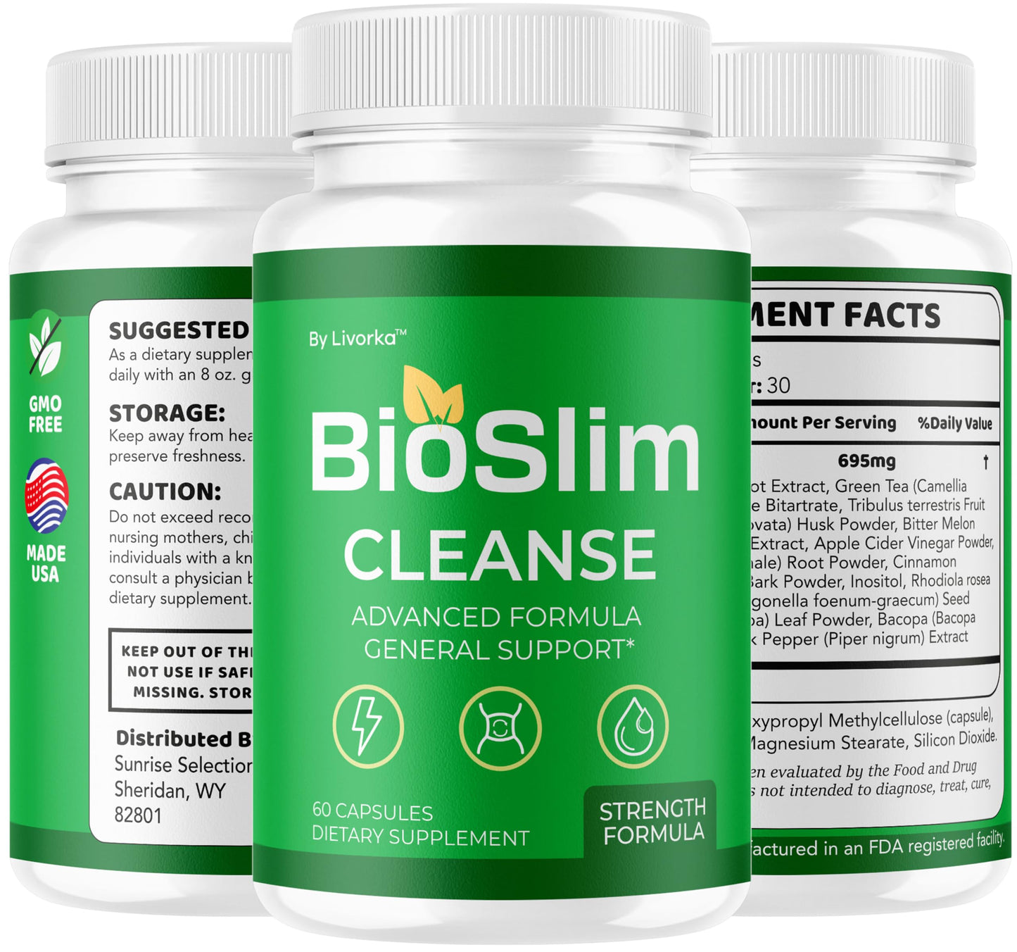 LIVORKA BioSlim Cleanse Capsules (2 Pack) Digestive Support & Wellness
