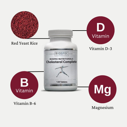 BIOSPEC NUTRITIONALS Cholesterol Complete - Natural Cholesterol & Heart Health Support (Red Yeast Rice, CO-Q-10, Hawthorn, Magnesium) 240 Tablets
