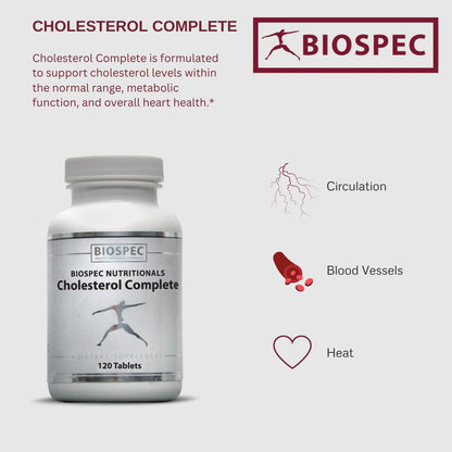 BIOSPEC NUTRITIONALS Cholesterol Complete - Natural Cholesterol & Heart Health Support (Red Yeast Rice, CO-Q-10, Hawthorn, Magnesium) 240 Tablets