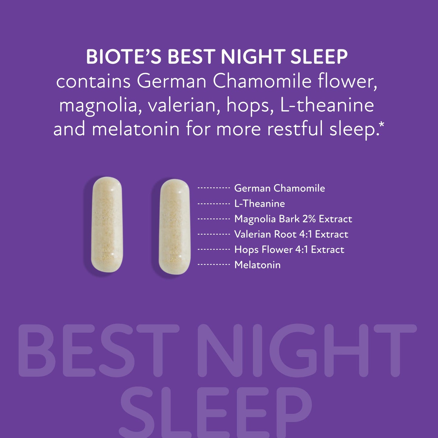 Biote Nutraceuticals Best Night's Sleep - Restfulness and Awake Refreshed (60 Capsules)