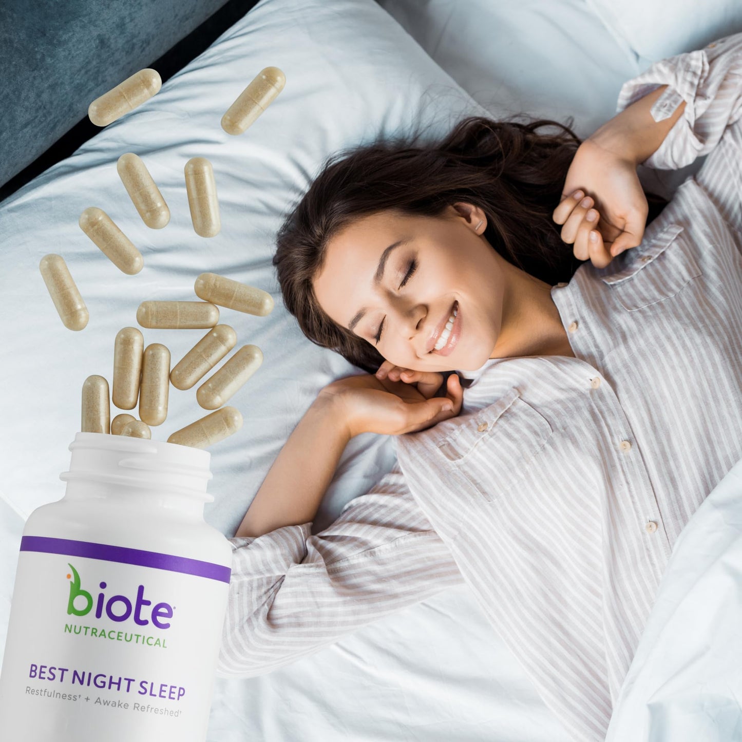 Biote Nutraceuticals Best Night's Sleep - Restfulness and Awake Refreshed (60 Capsules)