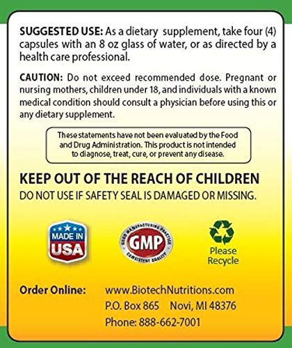 Biotech Nutritions Chlorella 2000mg Vegetable Capsules, 120 Count | Made in USA