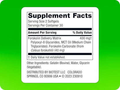 Biotest Carbolin 19 – Long-Lasting Forskolin for Fat Metabolism & Performance, 60 Softgels
