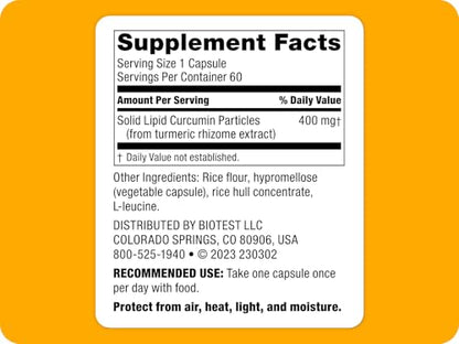 Biotest Micellar Curcumin – 95x Absorption, UCLA-Invented & Patented, 60 Capsules