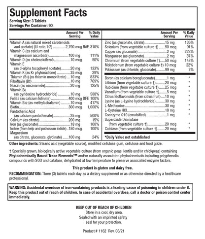 Biotics Bio-Multi Plus – Multivitamin/Mineral with Plant-Based Trace Minerals (270 Tabs)