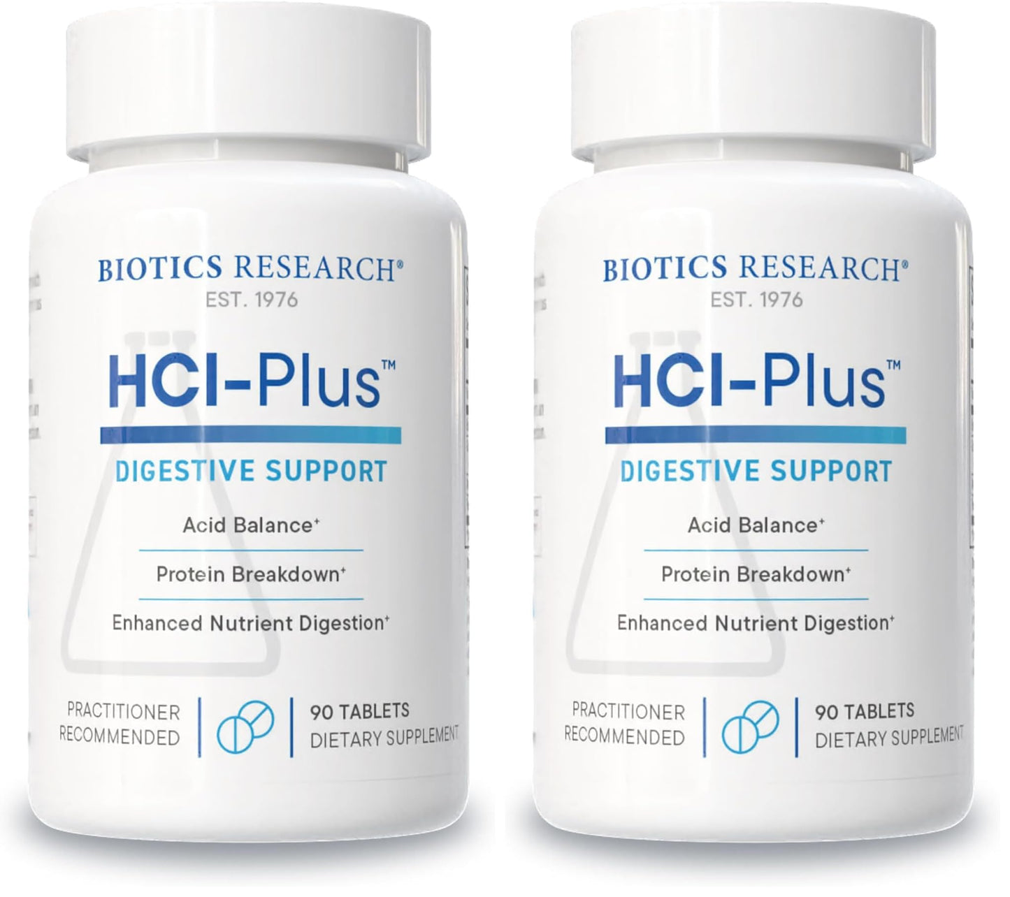Biotics Research HCl Plus – Digestive Support with Betaine HCl, Pepsin & Glutamic Acid | 90 Tabs (Pack of 2)