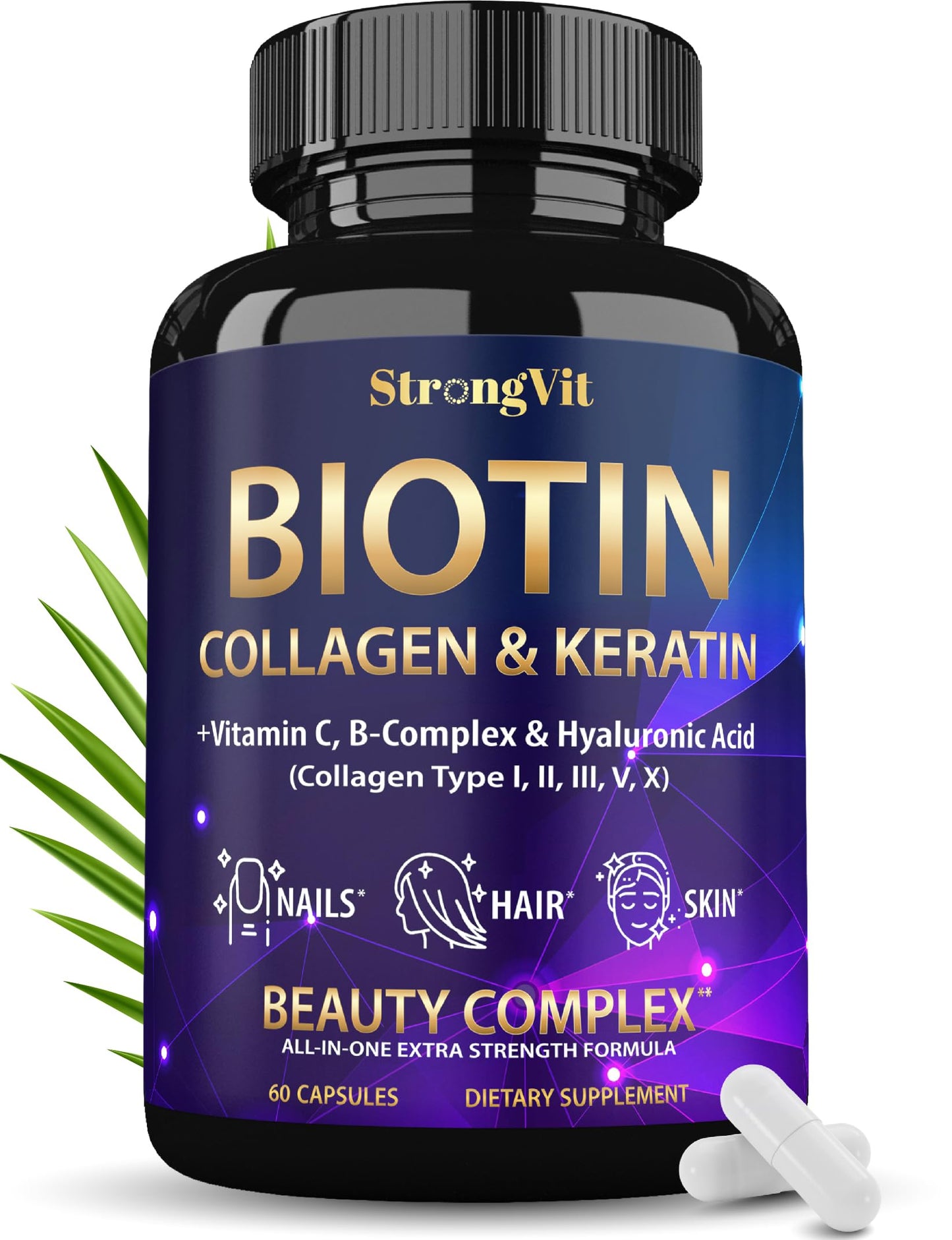 Biotin with Hyaluronic Acid, Keratin & Collagen — Hair Growth Vitamins for Women (USA)