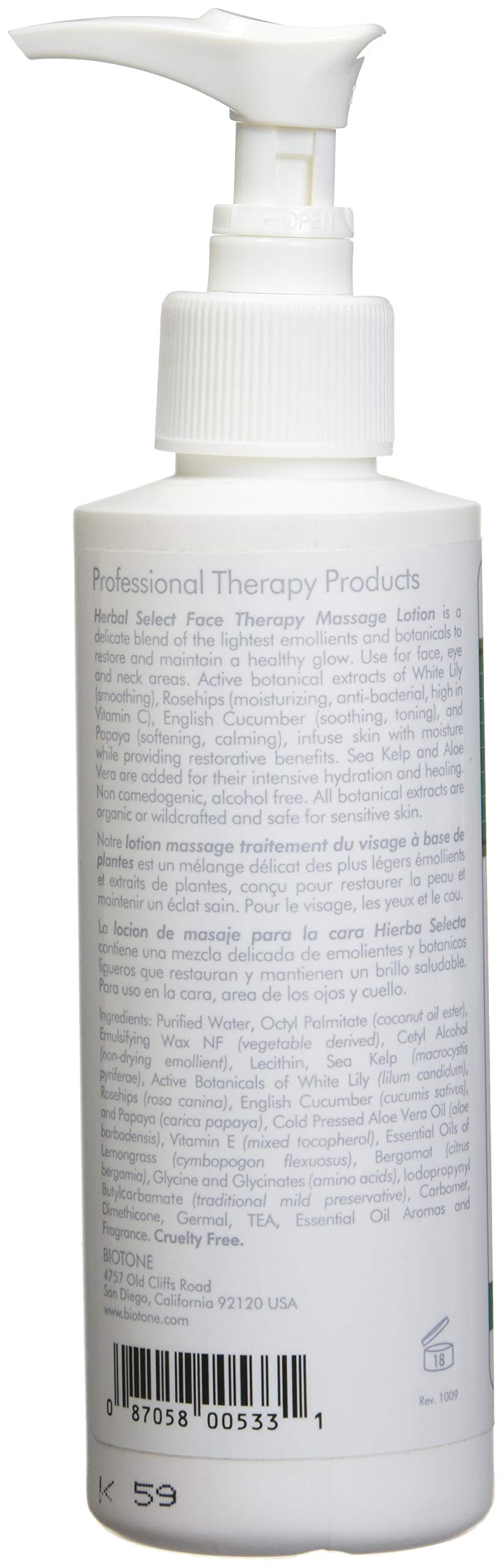 Biotone Herbal Select Face Therapy Lotion – 6 oz | Facial Massage Lotion for Face, Eye & Neck