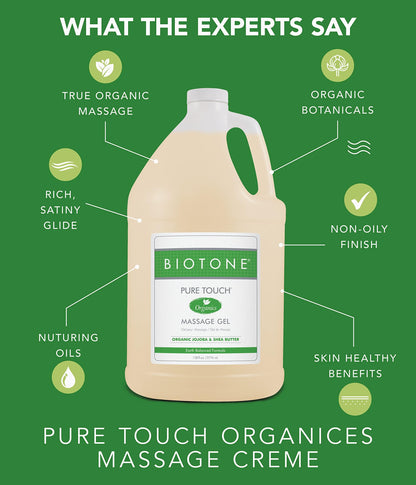 Biotone Pure Touch Organics Massage Gel, 8 Ounce - Unscented, All Natural