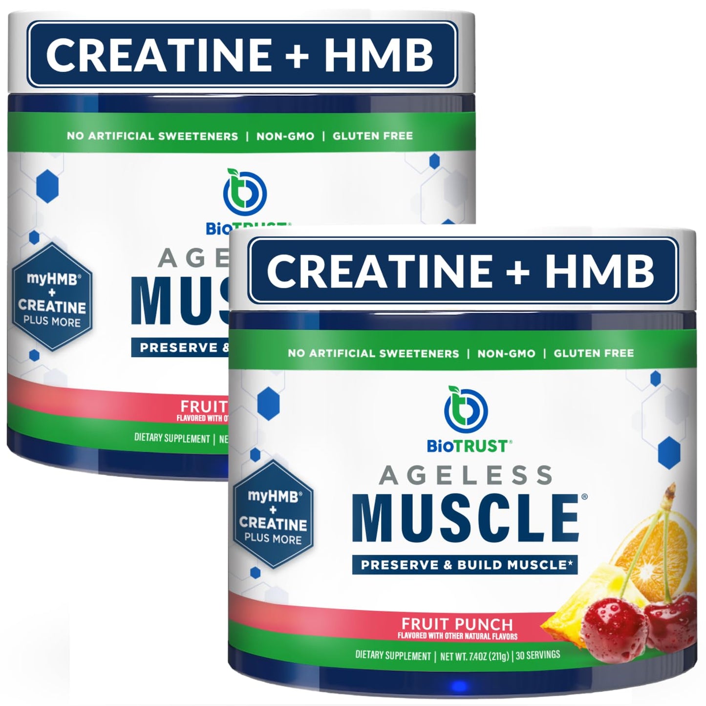 BioTrust Ageless Muscle Builder - Creatine HMB Powder with Vitamin D3 & Betaine | Build & Preserve Muscle Mass Naturally Declining with Age - Fruit Punch, 60 Servings
