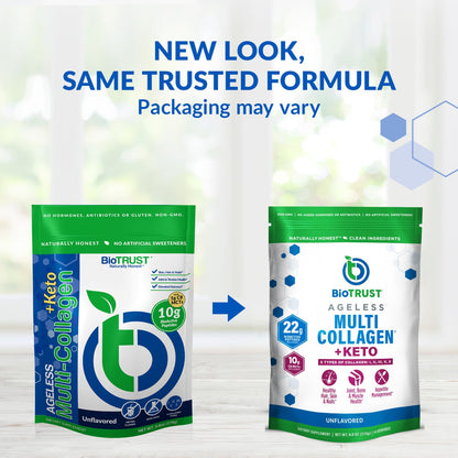 BioTrust Multi Collagen Protein Powder + Keto MCT Oil (Unflavored) – 5 Types I–X & C8 MCT
