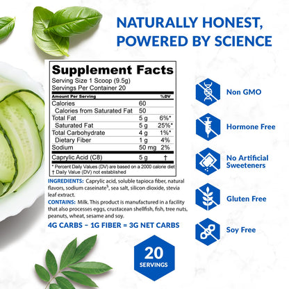 BioTrust Keto Elevate C8 MCT Oil Powder – Hazelnut, 20 Servings | Keto Coffee Creamer for Energy & Focus