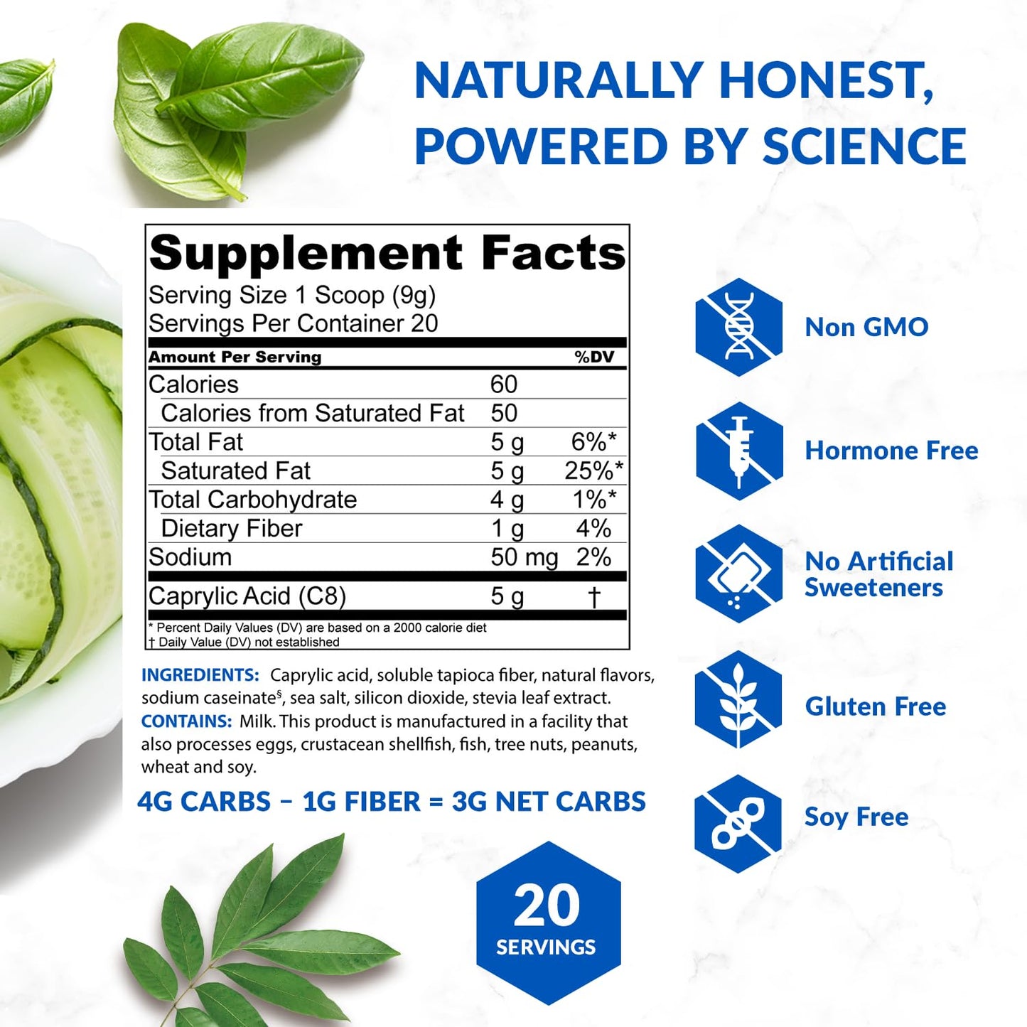 BioTrust Keto Elevate C8 MCT Oil Powder – French Vanilla, 20 Servings – Non-GMO, USA-Made
