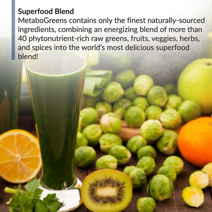 BioTrust Metabo Greens Superfood Powder – Berry Flavor, 30 Servings