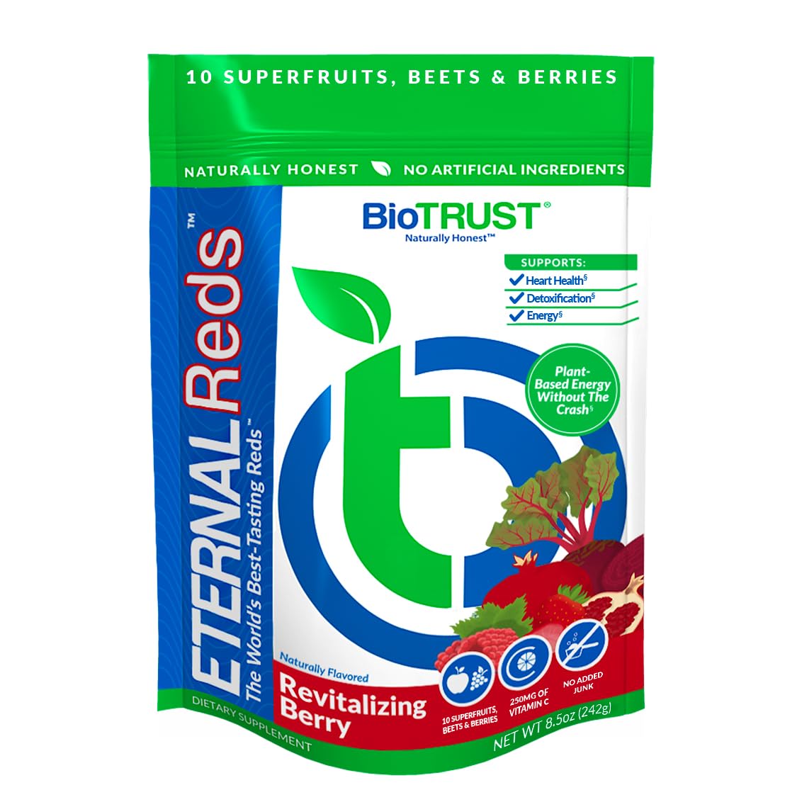 BioTrust Eternal Reds - Red Superfoods Powder for Heart Health and Energy (Berry, 30 Servings)