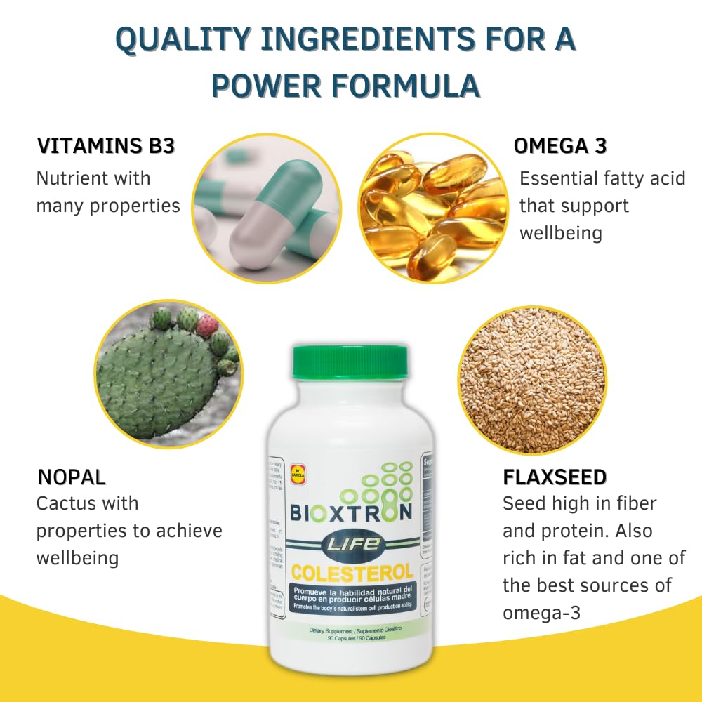 Bioxtron Life Cholesterol Support — Natural AFA Stem Cell Supplement | Immune & Joint Health | 90 Caps