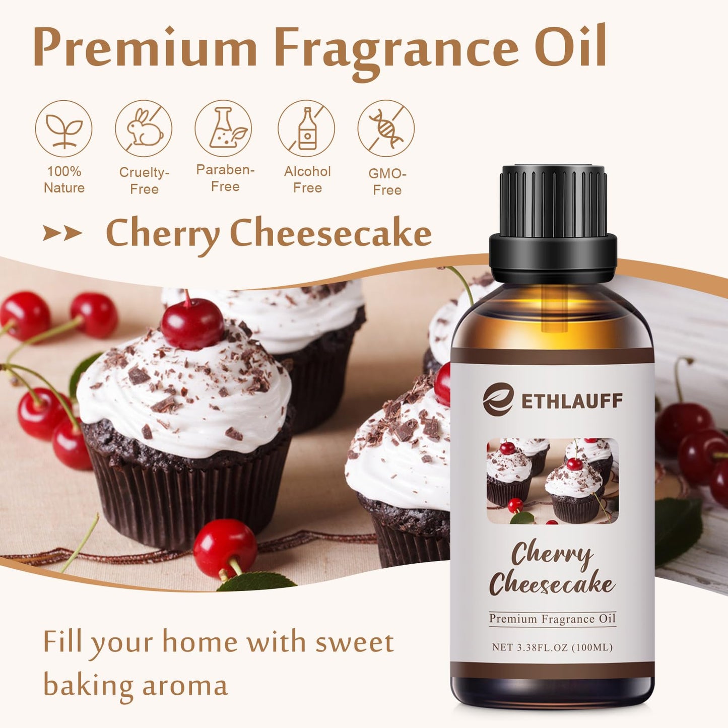 Birthday Cake Essential Oil – Cherry Cheesecake Fragrance Oil 100ml | Diffusers, Candles, Soap, Bath Bombs | 3.38 FL OZ