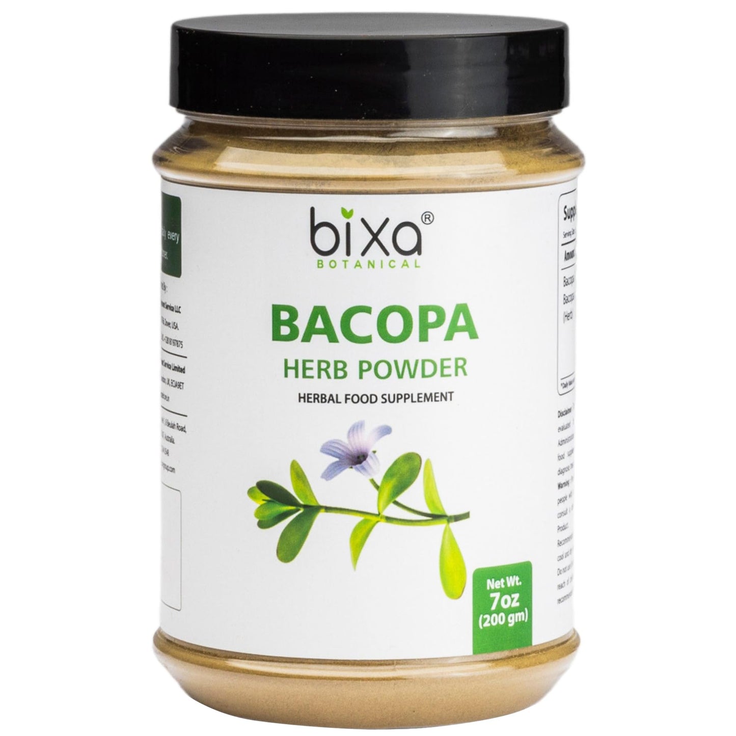 Bixa BOTANICAL Brahmi Powder - Bacopa Monnieri | 200g Ayurvedic Herbal Supplement | Gluten Free, Non-GMO, Vegan