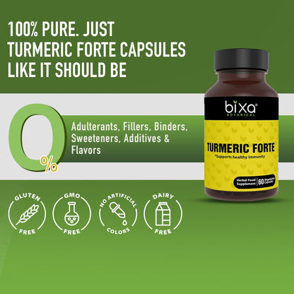 Bixa Botanical Turmeric Forte Capsules | High-Potency Curcumin with Black Pepper | 450mg, 60 Vegan Capsules