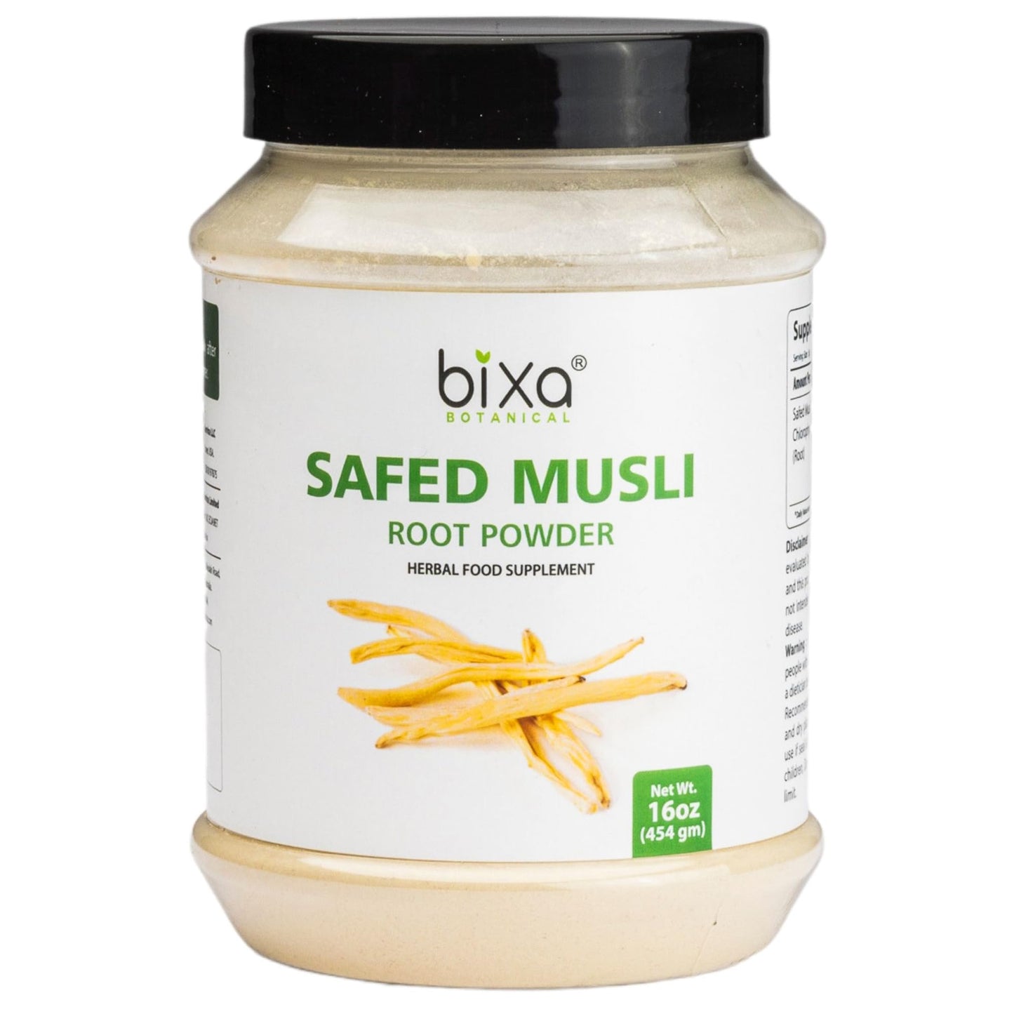 Bixa Botanical Safed Musli Powder - Ayurvedic Herbal Supplement, Gluten Free, Non-GMO, Steam Sterilized, Vegan (16 oz)