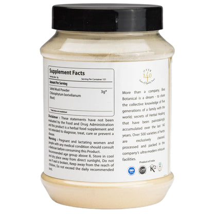 Bixa Botanical Safed Musli Powder - Ayurvedic Herbal Supplement, Gluten Free, Non-GMO, Steam Sterilized, Vegan (16 oz)