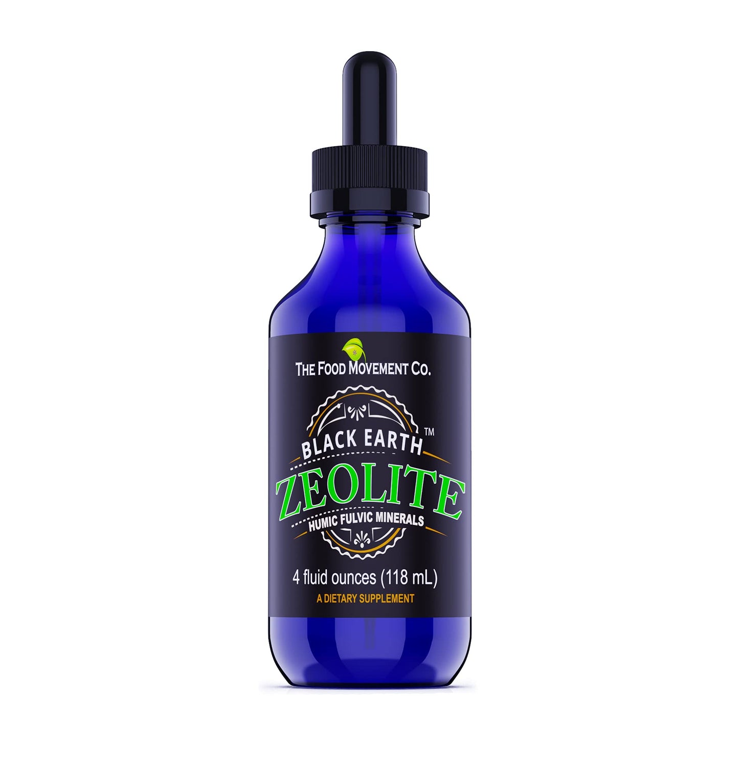 Black Earth Zeolite with Humic Fulvic Acids & Trace Minerals – 4 Fl Oz Drops for Detox, Gut Health & Immune Support | THE FOOD MOVEMENT CO.