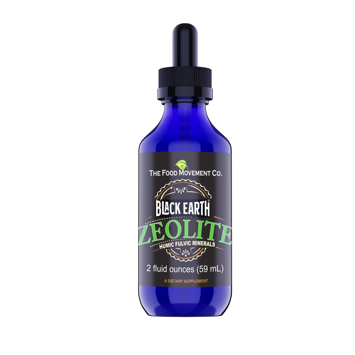 Black Earth Zeolite with Fulvic Acids & Trace Minerals — Liquid Drops (2 oz) for Detox, Gut Health & Immune Support | THE FOOD MOVEMENT CO.